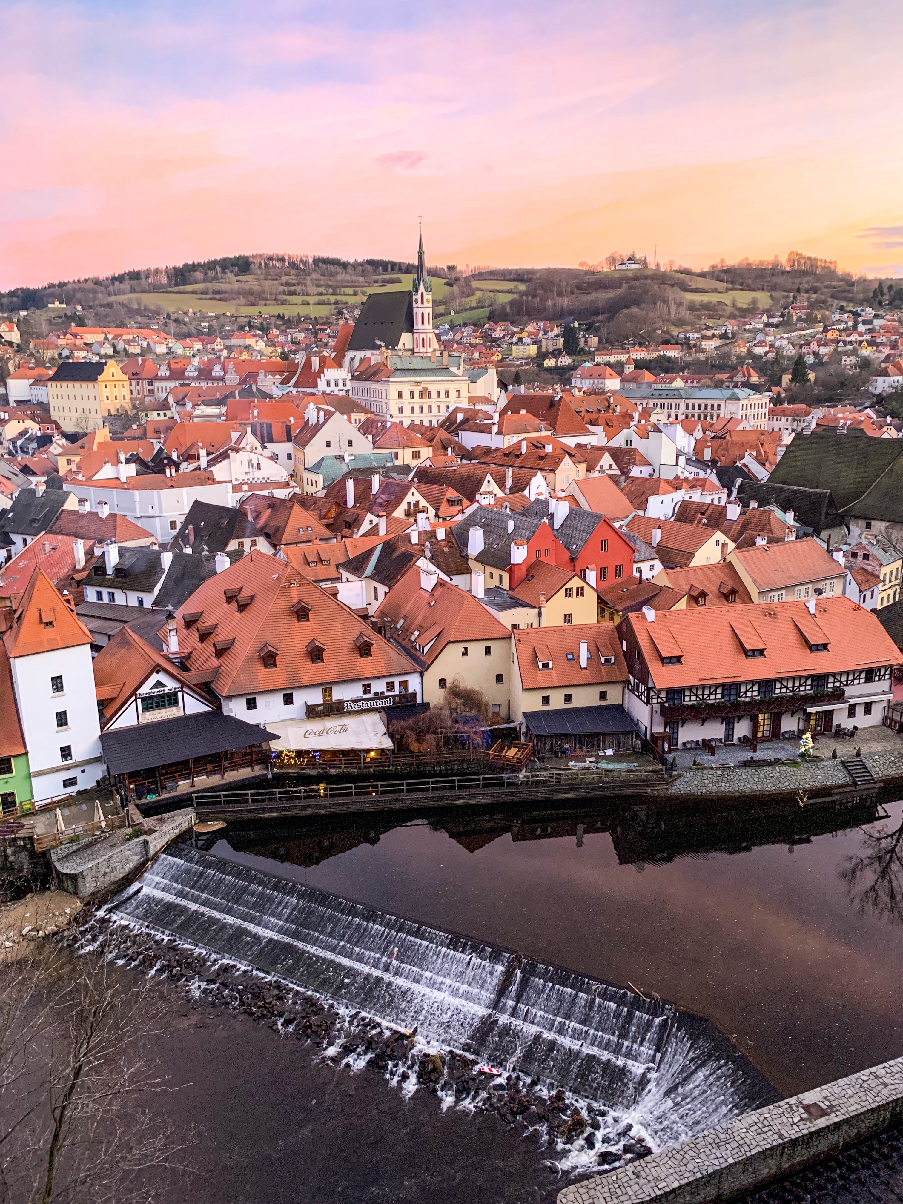 Viewing platform at sunset in Cesky Krumlov