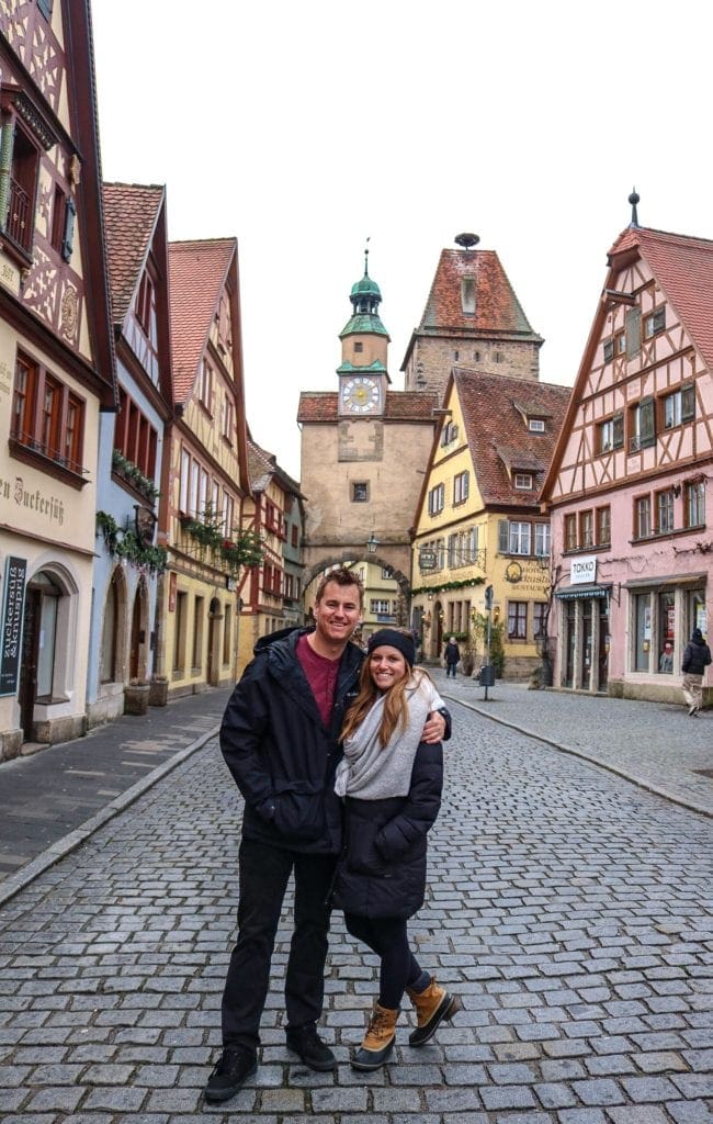 Posing in the streets of Rothenburg Ob Der Tauber, Germany