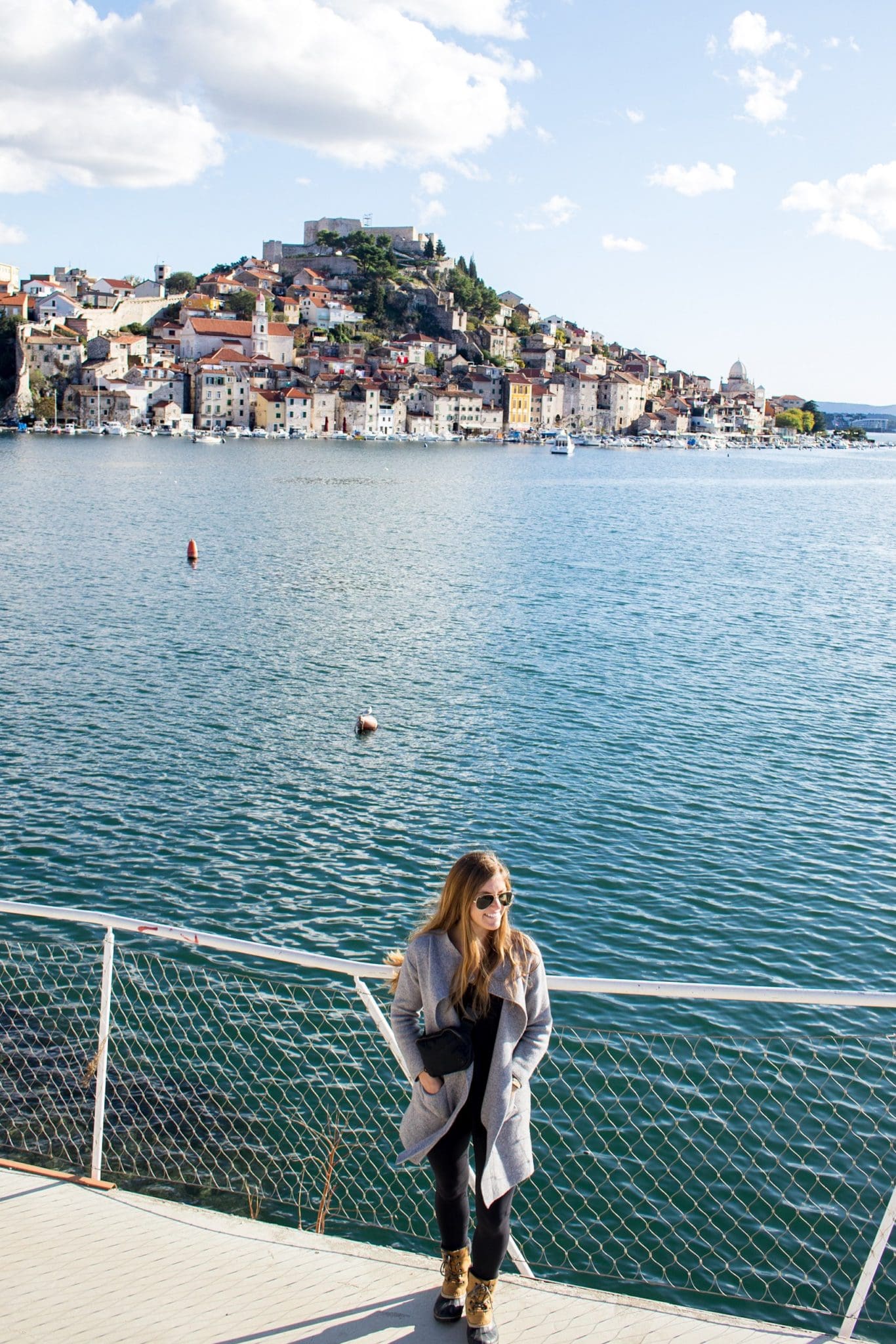 Posing in front of Sibenik, Croatia