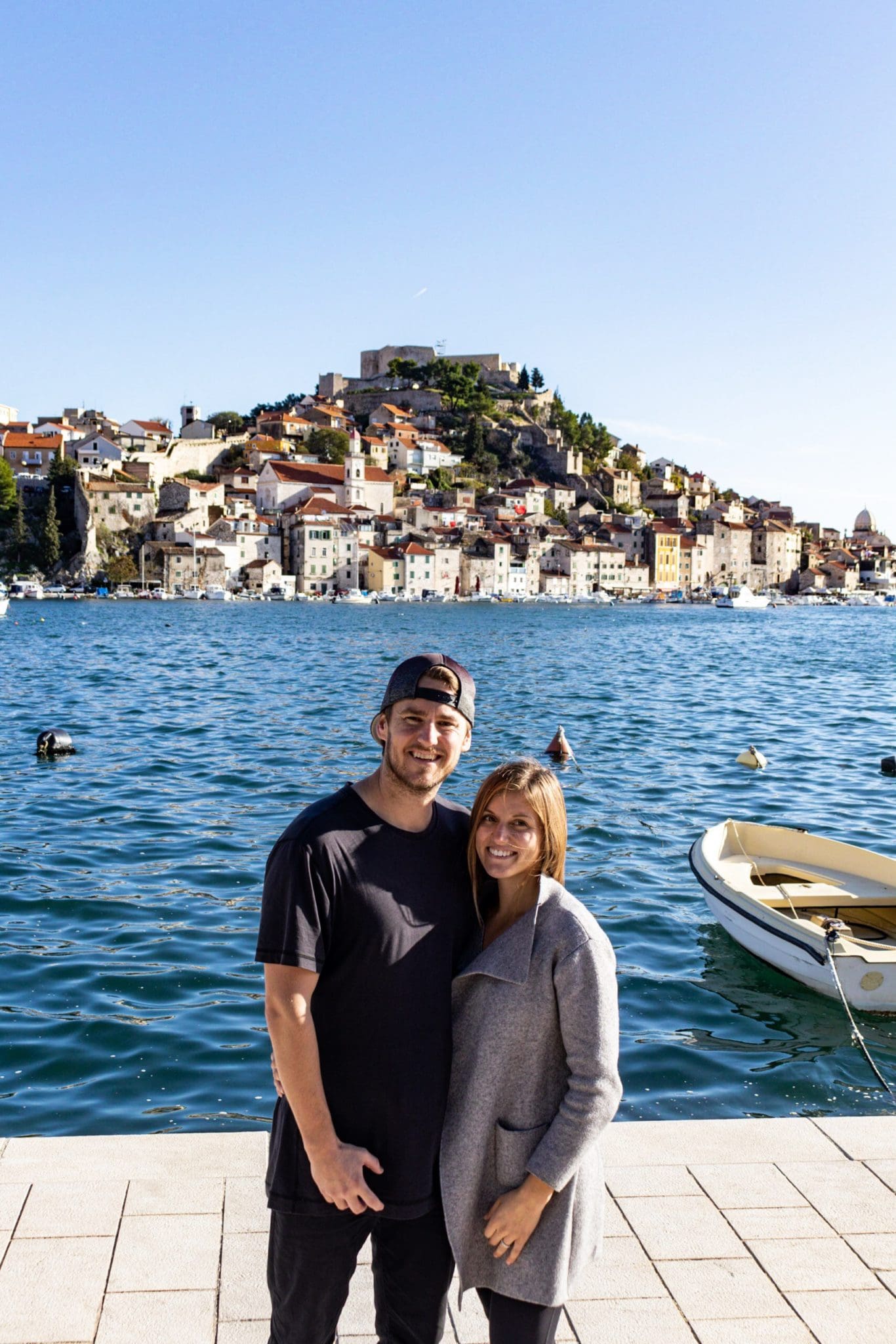 Posing in front of Sibenik, Croatia