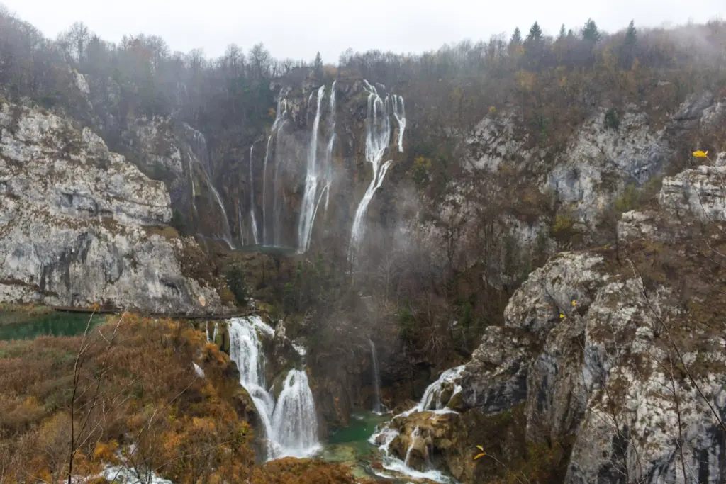 Panoramic view overlooking the Plitvice Waterfalls Croatia