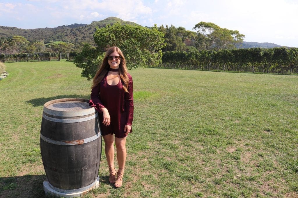 Enjoying the vineyards at Tantalus Winery, Waiheke Island, NZ