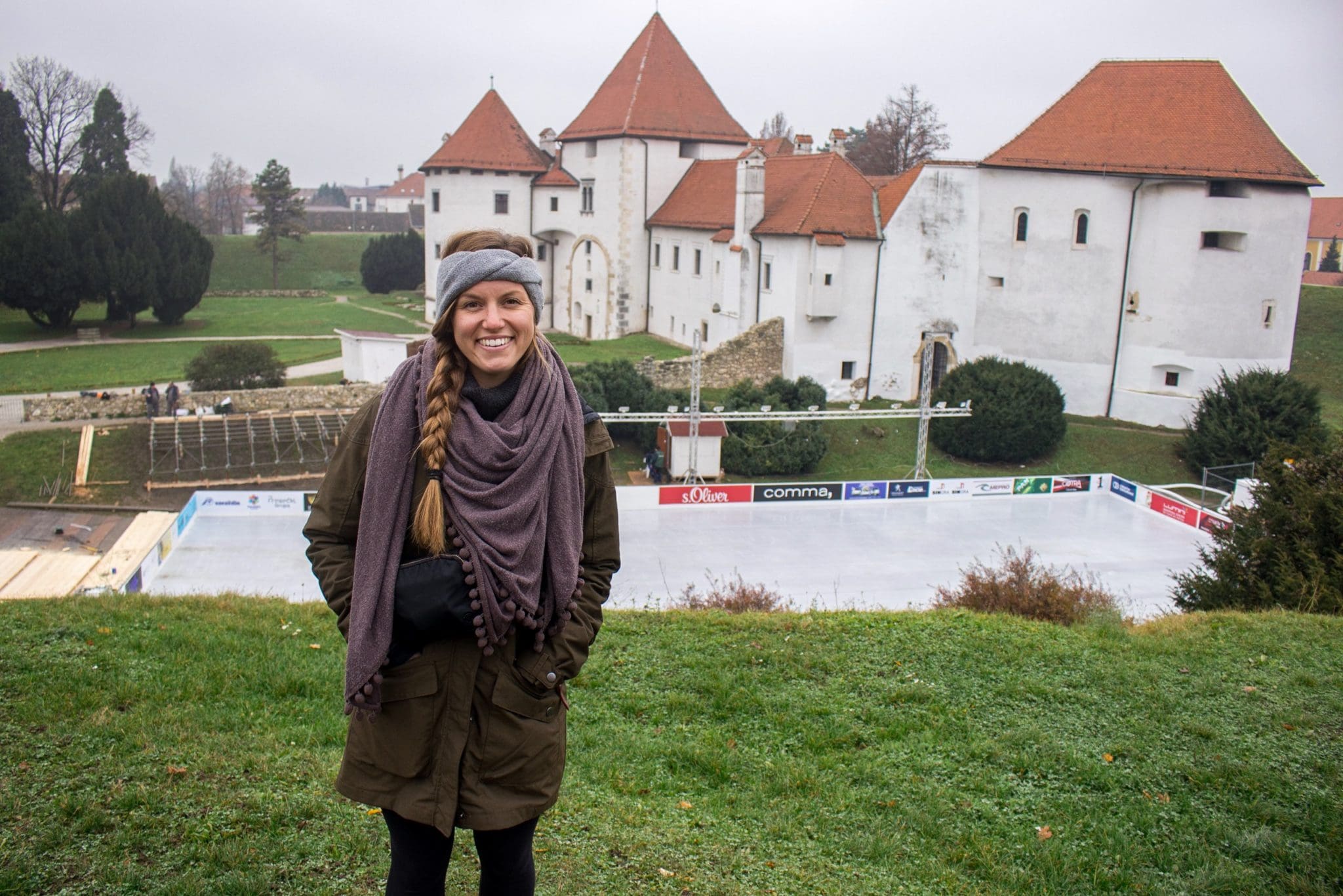 Posing in front of the castle in Varazdin