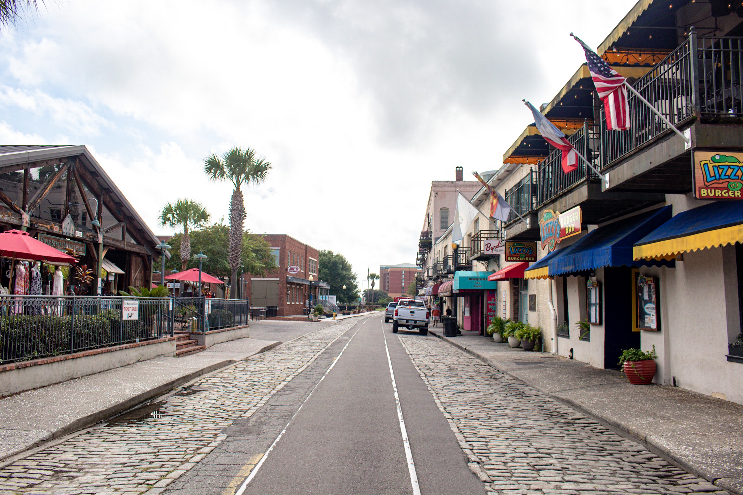 Scenic shot of River Street in Savannah GA