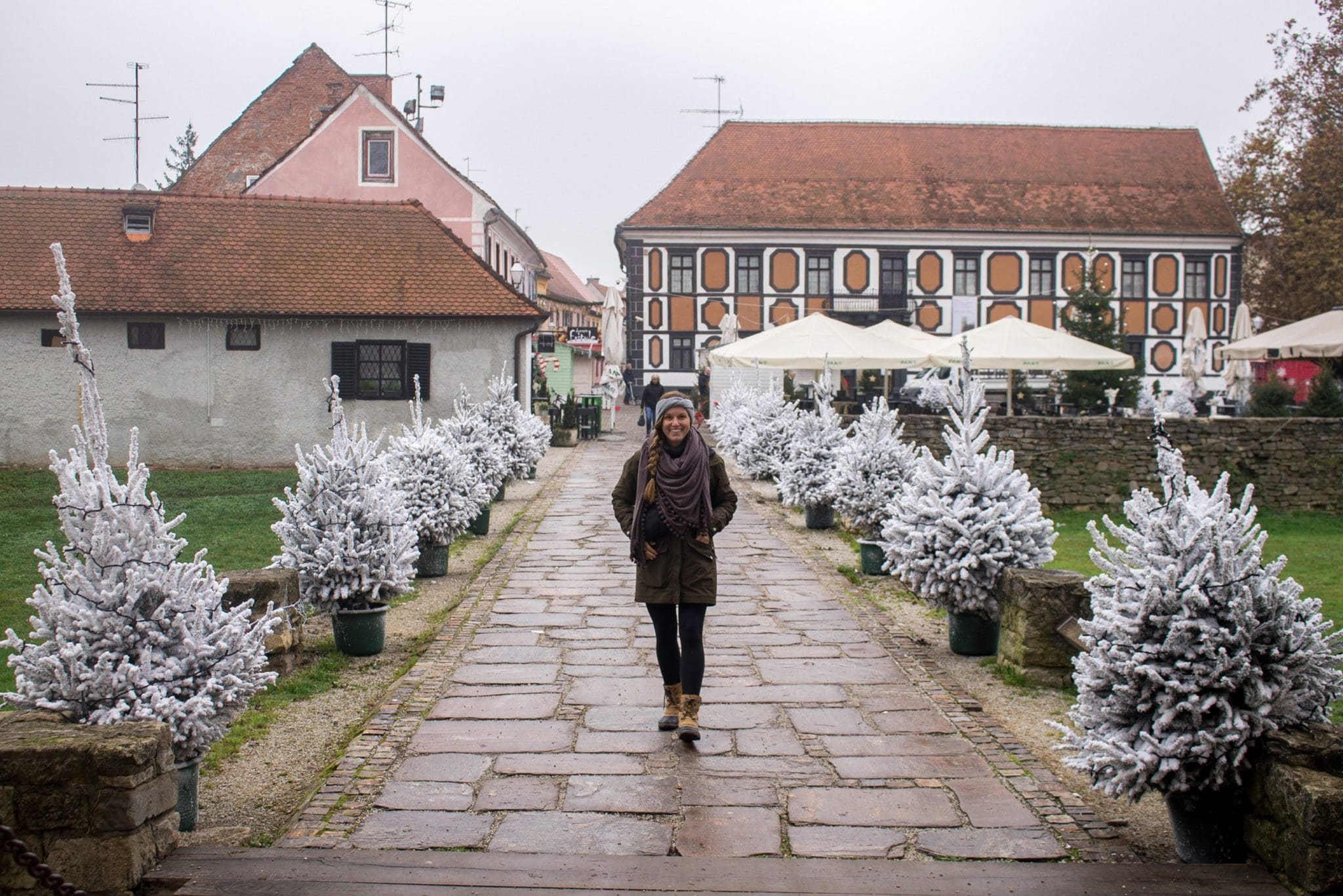 Posing in the quaint town of Varazdin