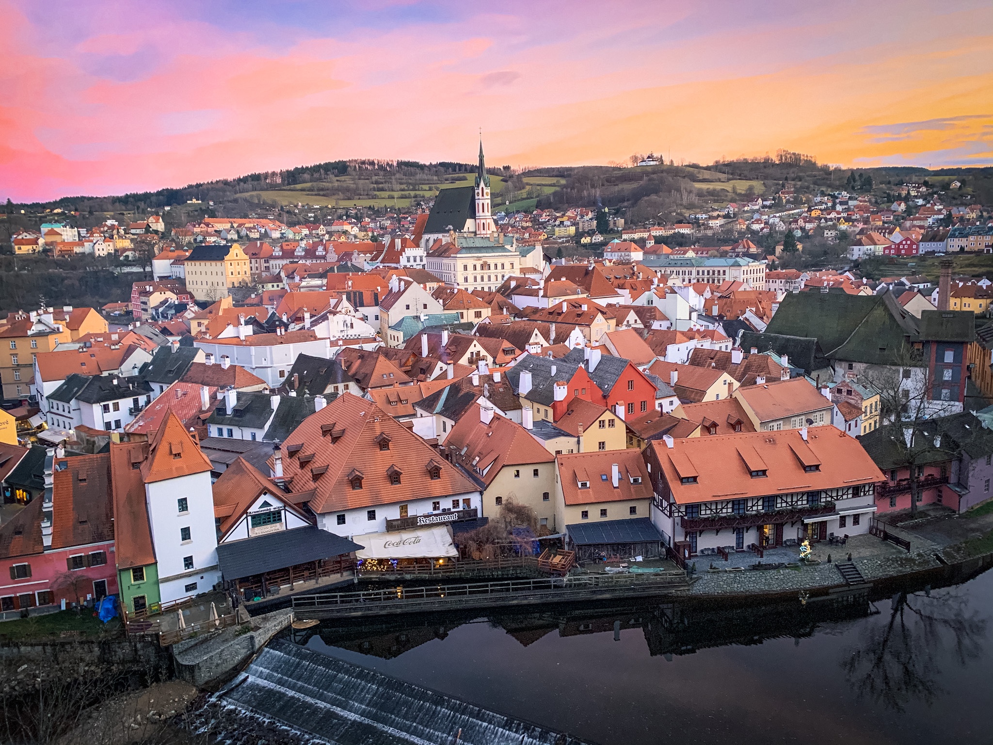 Sunset overlooking Cesky Krumlov