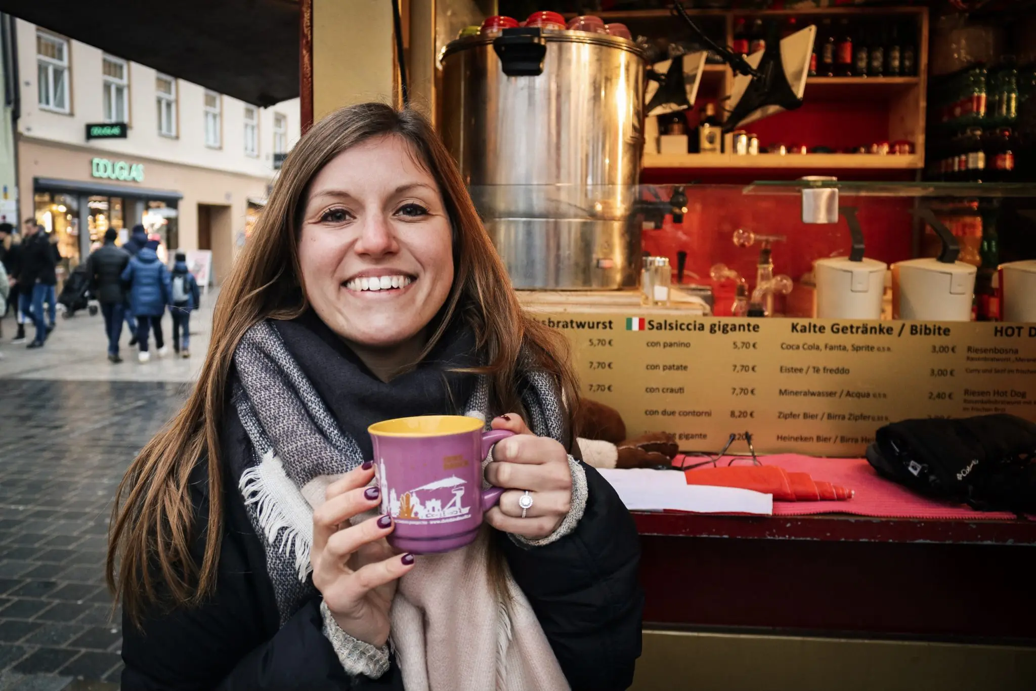 Enjoying some mulled wine at the Christmas Market in Austria