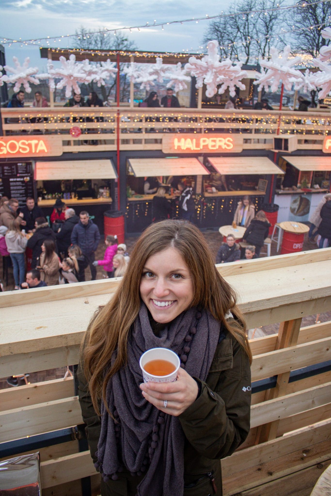 Enjoying a glass of mulled wine at the Christmas Market