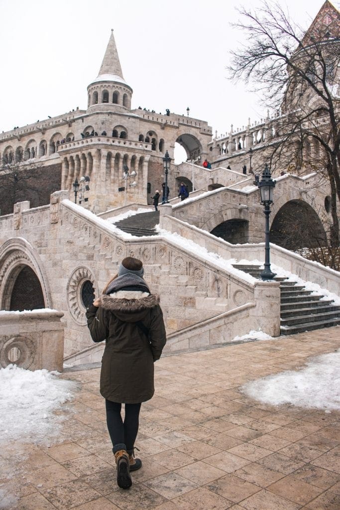 Posing in front of Fisherman's Bastion