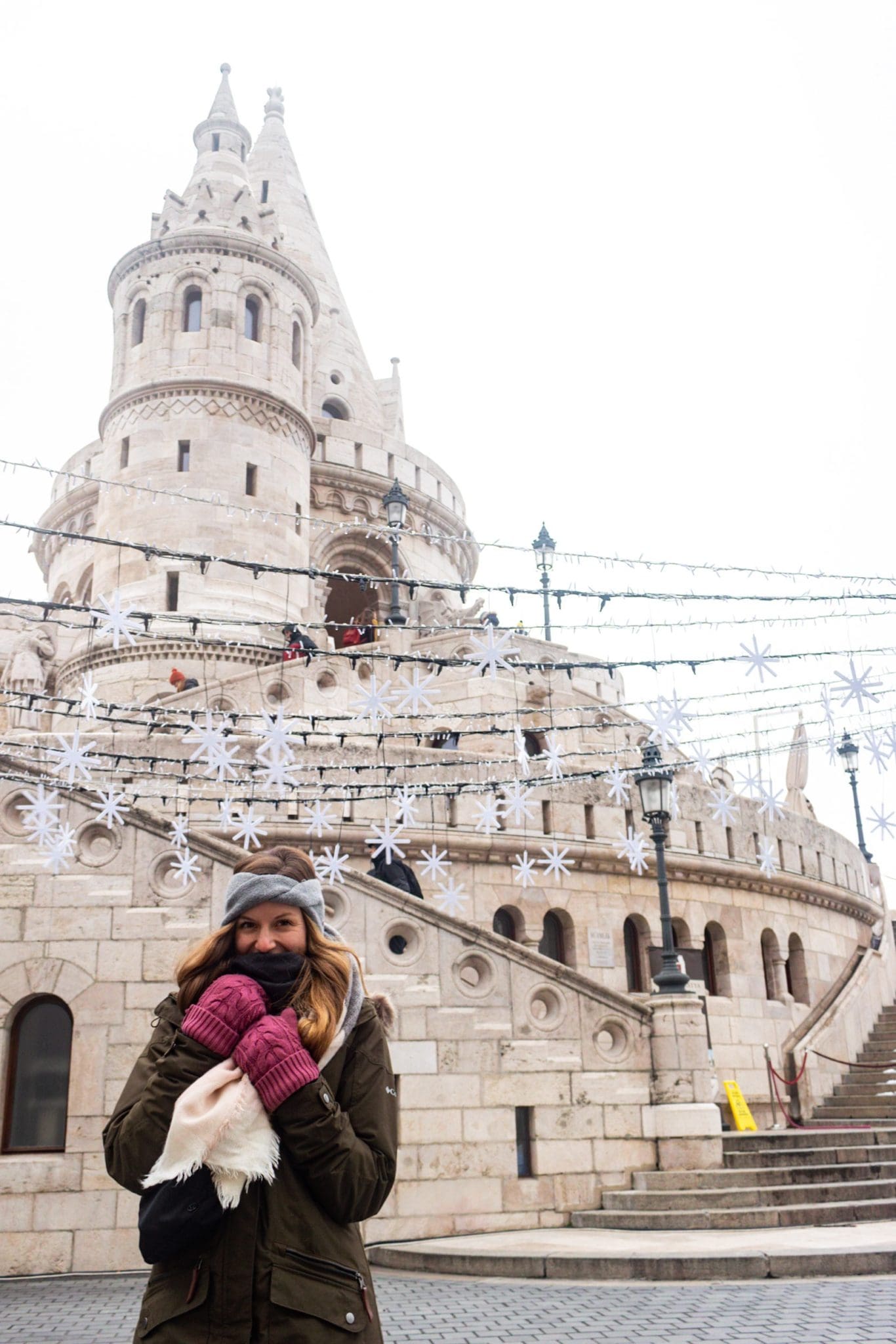 Posing in front of Fishermans Bastion in Budapest